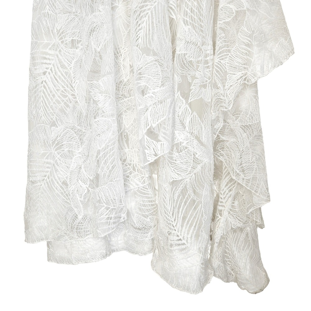ONE33 Social White Lace Ruffle Midi Dress Size 4 High-Low Formal Bridal Party - Picture 7 of 16